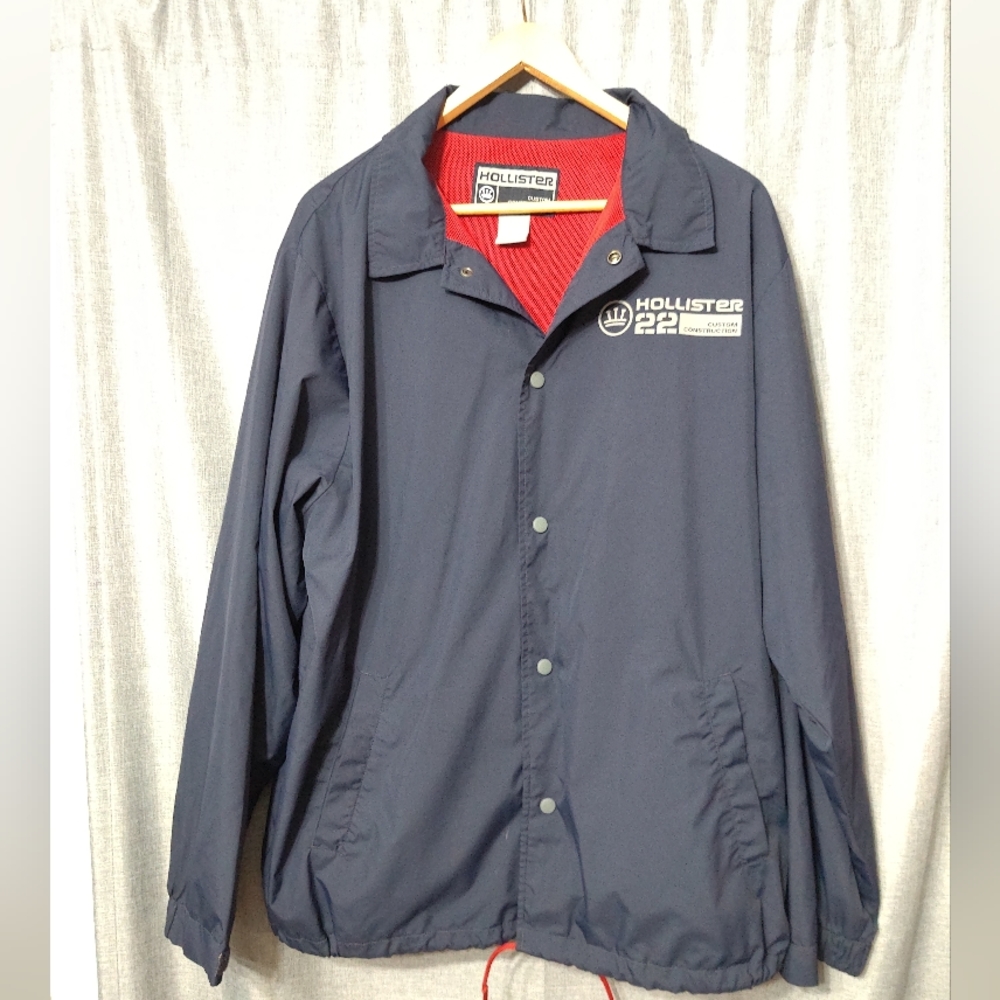 Hollister 22 Windbreaker Hollister Co Buttons Sz XL Red Mesh Pacific Merchant